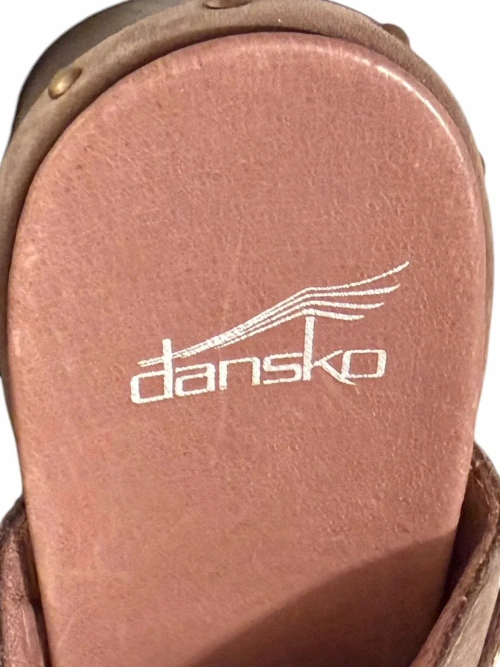 Dansko Deni Clogs EU 40 Taupe Nubuck Fringe Studded Platform Boho Mules